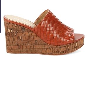 ETIENNE AIGNERWomen's Devin Woven Leather Platform Slides In Cognac